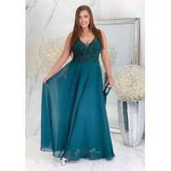 Dlouhé zelené šaty CAROL PLUS SIZE